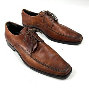 Rodd & Gunn Men's Shoes 11 US Cognac Brown Leather Derby Apron Toe Made In Italy